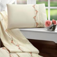 Lencol Super Queen Size Elastico Daphane 100%Algodao Extra - Jm Enxova