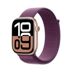 Apple Watch Series 10 GPS • Caixa ouro rosa de alumínio – 46 mm • Pulseira loop esportiva ameixa