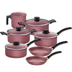 Jogo de Panelas Tramontina Turim em Alumínio com Revestimento Antiaderente Starflon Max Rosa 7 Peças