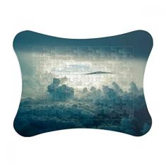 Moldura de quebra-cabeça cinza céu nuvens brancas decoração de imagem ornamento de jogo quebra-cabeça
