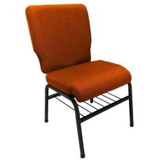 01 Cadeira Para Igrejas C/ Porta Biblía E Porta Cálice Laranja