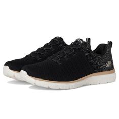 Skechers Tênis Virtue Lucent feminino, Preto, ouro rosa, 35