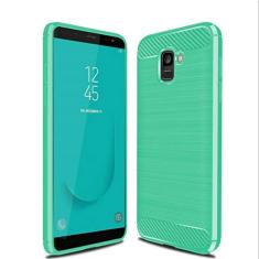 Capa para Samsung Galaxy J6 2018, capa de material de fibra de carbono, suave antiderrapante, macia, anti-impressões digitais, capa totalmente protetora para Samsung Galaxy J6 2018