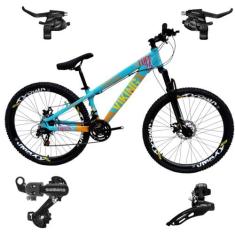 Bicicleta Aro 26 Vikingx Tuff 25 21v Cambios1 Trocadores Shimano Alumi