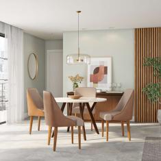 Conjunto com 2 Cadeiras de Jantar Ametista ii Imbuia e Off White