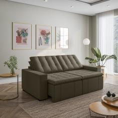 Sofá Cama Retrátil E Reclinável 3 Lugares 220cm Em Veludo Com Molas E Braço Reto Palmeira Cabecasa M Grafite