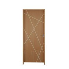 Kit Porta De Madeira 82 X 2,10 Friso Agatha Bat.misto 14cm Fech.wc Cromada Lado Esquerdo - Hale