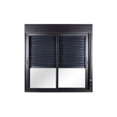 Janela De Aluminio Persiana Integrada 100x120cm Manual 2 Folhas Topsul Preto