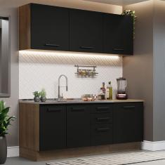 Armário de Cozinha Compacta 180cm Rustic Preto Agata Madesa 01
