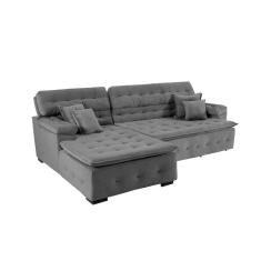 Sofá Retrátil E Reclinável Com Chaise Orlando 2.20x1.50m - Sofisticato-preto