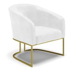 Sofá Namoradeira E Poltrona Base Industrial Dourado Stella Corano D03 - D`rossi Cor Branco