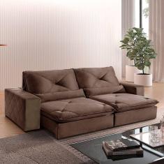 Sofá 3 Lugares Noruega Retrátil-reclinável Europa Estofados Marrom