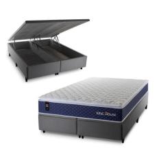 Conjunto Box Baú Lagras Azul 193x203x73 c/ Molas Ensacadas - King Hous