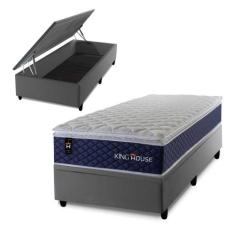 Conjunto Box Baú Lagras Azul 96x203x73 c/ Molas Ensacadas - King House