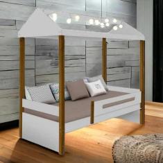 Cama Casa Solt. Lara Branco/Mel c/ LED - Movelaria