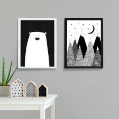 Kit 2 Quadros Urso Escandinavo 45x34cm - Quadros On-line, A3 (45 x 34)