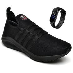 Kit Tênis Esportivo Academia Caminhada Ultra Leve Conforto + Relógio D