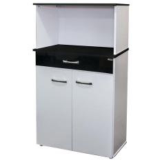 Balcão Multiuso Carina Branco Preto Flex - ajl