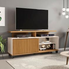 Rack para Tv ate 52 polegadas Topazio Cinamomo com Offwhite Ripado