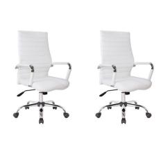 Conjunto com 2 Cadeiras de Escritório Diretor Giratórias Cleaner Branc