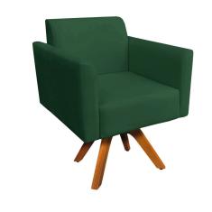 Poltrona Marisa Suede Verde Base Madeira