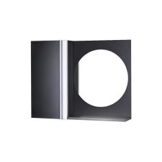 Armário Banheiro com Espelho Redondo Preto Barra Vertical