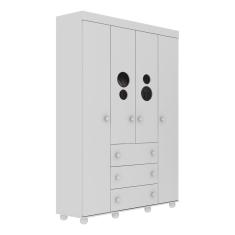 Guarda Roupa 4 Portas e 3 Gavetas Pimpolho Branco