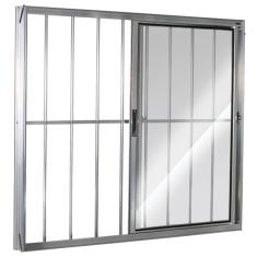 Janela De Correr 2 Folhas Com Grade Direita Brilhante 100x120cm Ecosul Esquadrisul