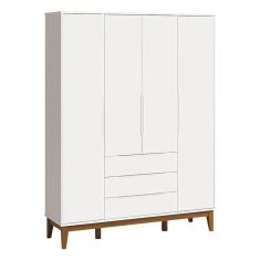 Guarda Roupa Infantil Classic Elfe Branco Acetinado Amadeirado - Reller