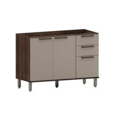 Balcão de Cozinha 120cm 2 Portas e 3 Gavetas sem Tampo Luna Luciane Móveis