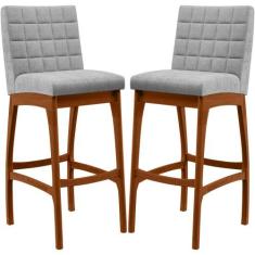 Kit 02 Banquetas Altas Para Cozinha Sala De Jantar Fixa Mila L02 Boucl