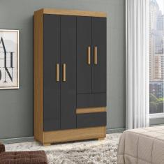 Guarda Roupa Solteiro 4 Portas 2 Gavetas com Pés Coimbra Aramóveis