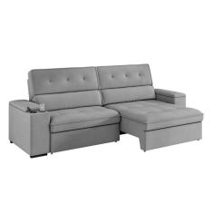 Sofá 3 Lugares Retrátil E Reclinável 230cm Multimóveis Cr45243 Cinza Cinza