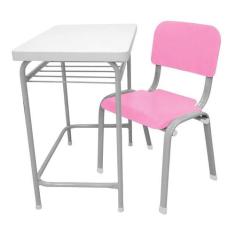 Mesa Infantil Escolar Com Cadeira WP Kids Reforçadas Lg Flex Rosa T2 -