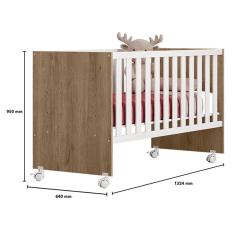 Berço Nacional Doce Sonho 3540 Carvalho Rústico toq Branco – Qmovi