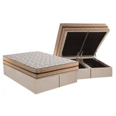 Conjunto Box Baú King: Colchão Espuma Paropas Molas Ensacadas Basic + Base CRC Suede Clean (193x203)