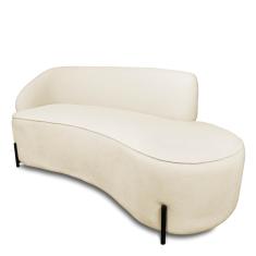 Sofá 4 Lugares Orgânico 220cm Pé Ferro Preto Morgan Bouclê Bege D03 - D'Rossi