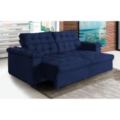 Sofá NewAustrália 290cm Retratil Reclinavel Suede Azul – WS.