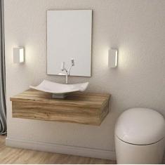 Bancada para Banheiro 80cm com cuba Folha F44 800w Metrópole Compace Carvalho