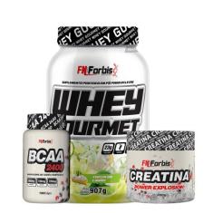 Kit Whey Protein Gourmet Pote + Creatina 300G + Bcaa 100 Cáps - Fn For