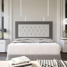 Cabeceira Casal 1,60m Havana Suede Cinza Dal Poz Estofados