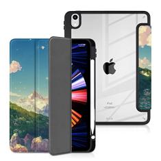 Batianda Capa projetada para iPad 10ª geração 27.7 cm 2022 [suporte de lápis embutido] capa à prova de choque com capa traseira transparente transparente TPU amortecedora automática