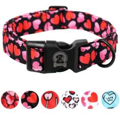 Coleira de Dia dos Namorados MR. CHUBBYFACE Love Dog Collar Cute Boy Girl Dog Collars para cães pequenos, médios e grandes