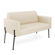 Sofá Namoradeira 2 Lugares Pé de Ferro Preto Marisa Linho Bege D03 - D`Rossi