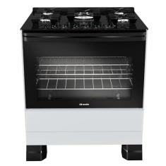 Fogão Mueller 5 bocas Branco com Mesa de Vidro e Tripla Chama Bivolt MFV5BF