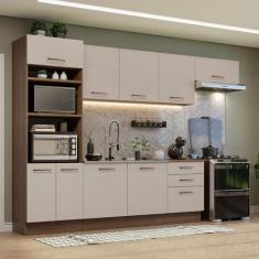 Armário de Cozinha Completa 330cm Agata Madesa 01, Rustic/Crema