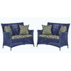 2 Sofás Área Externa Igapó Alumínio Pintura Preta Corda Náutica Estofa