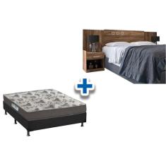 Cama Box Casal CRC + Colchão ISO 100 Ortobom + Cabeceira Plus Atacama-Jatobá