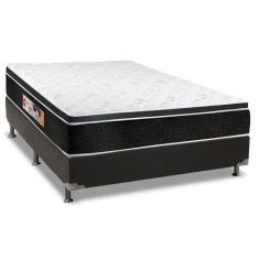 Cama Box Casal: Colchão Espuma D33 Castor Black E White Double Face + Base Crc Suede Black(138X188)
