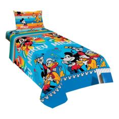 Jogo de Cama Infantil Lepper Mickey Solteiro 3 Peças Microfibra Azul